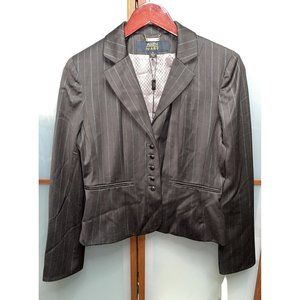 Allen By ABS Green Pinstripe Chocolate Retro Blazer Coat Jacket Size 4 XS NWT